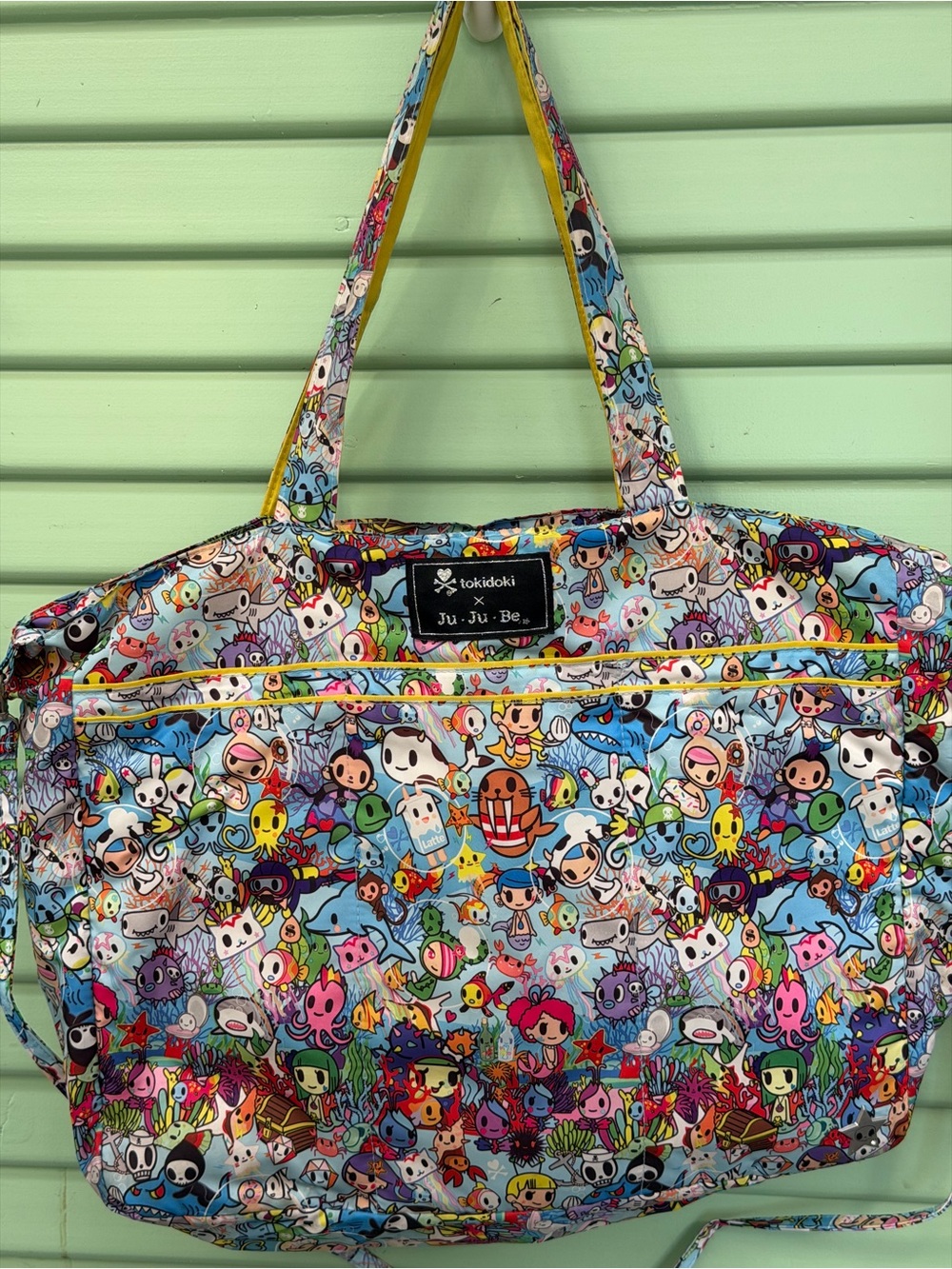 tokidoki ju-ju-be Multicolor Cartoon Character Tote with Yellow Accents